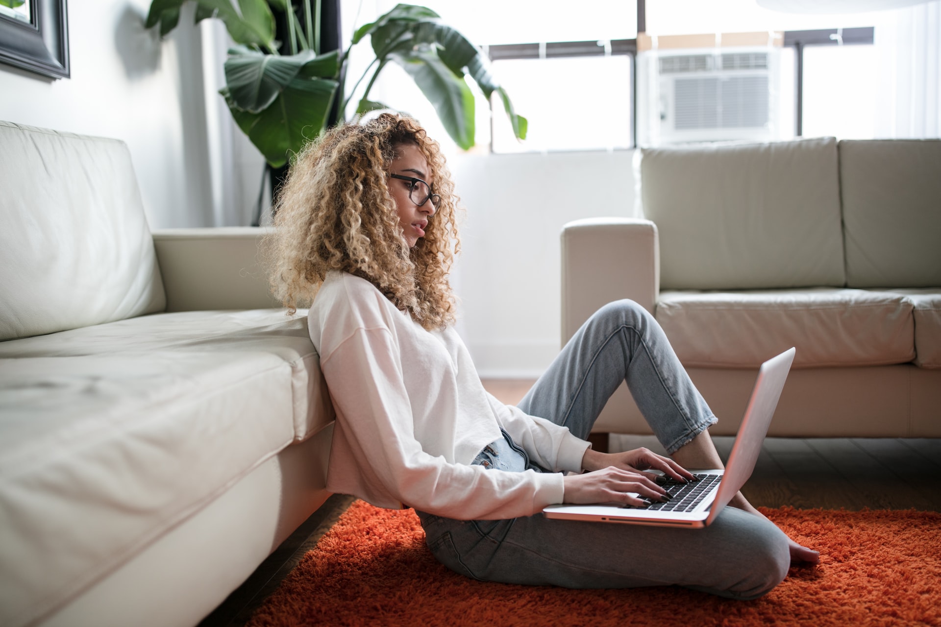 Woman using laptop